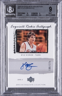 2003-04 UD "Exquisite Collection" Exquisite Rookie Auto. #50 Kyle Korver Signed Rookie Card (#186/225) – BGS MINT 9/BGS 10